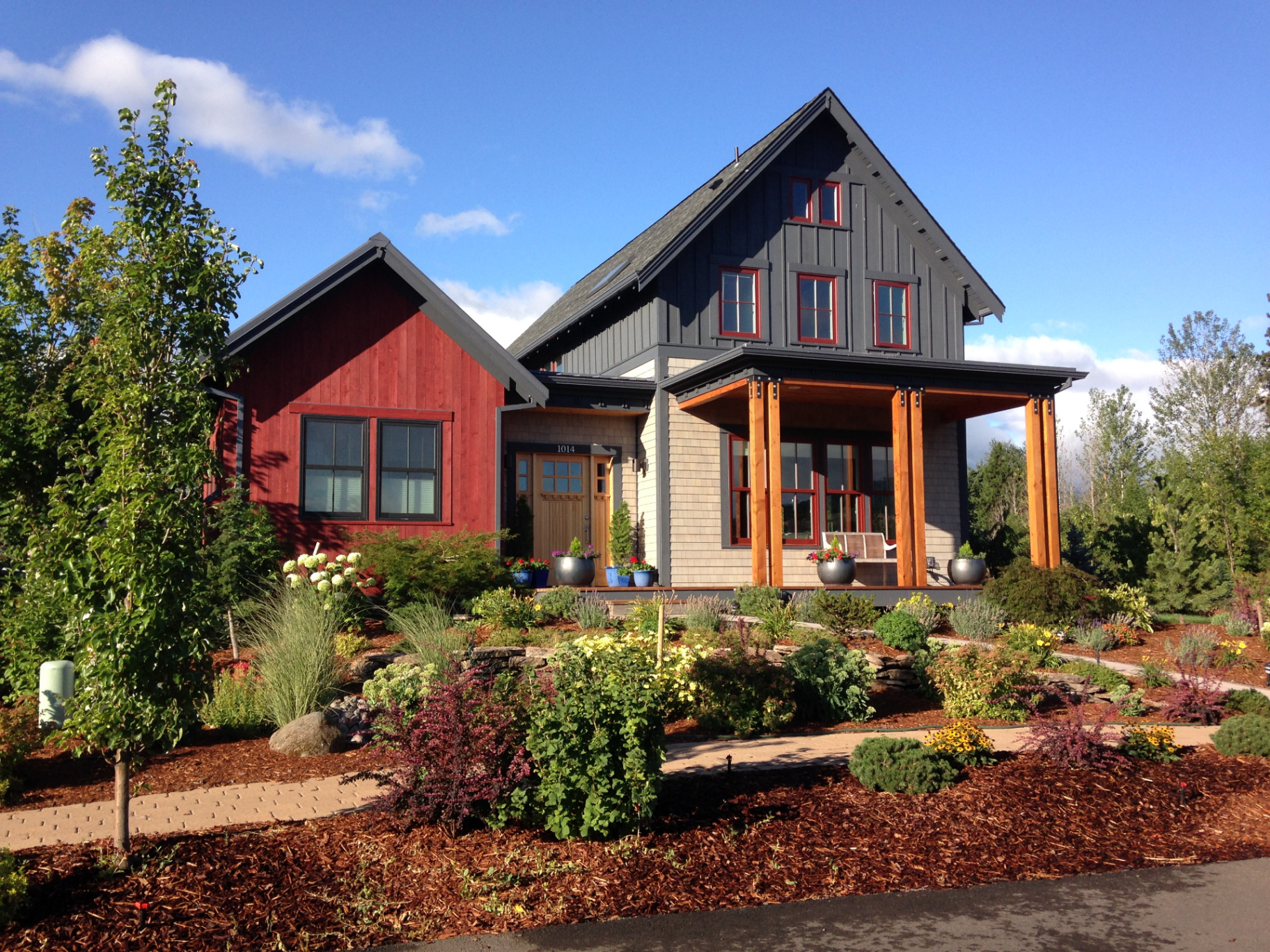 Custom Home Exterior with Landscaping